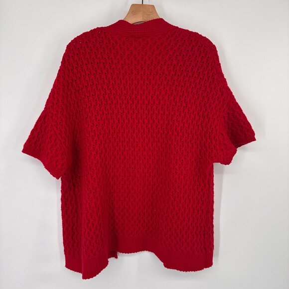 Coldwater Creek Womens Open textured Cardigan Sweater Red size 1X Wool Cotton - Picture 12 of 12